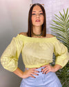 Butter Yellow Off Shoulder Crop Top