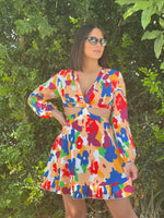 Multicolor Flower Short Dress