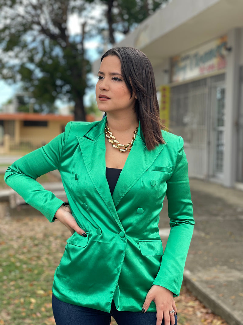 Kelly Green Satin Blazer