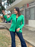 Kelly Green Satin Blazer