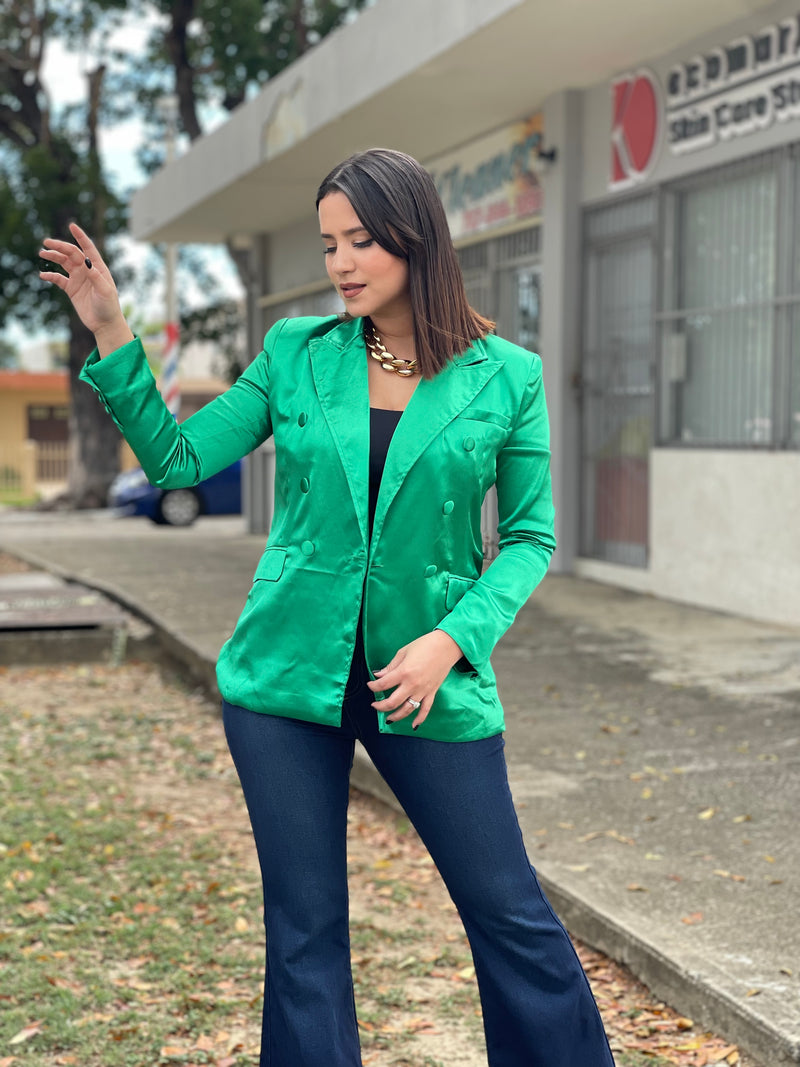 Kelly Green Satin Blazer