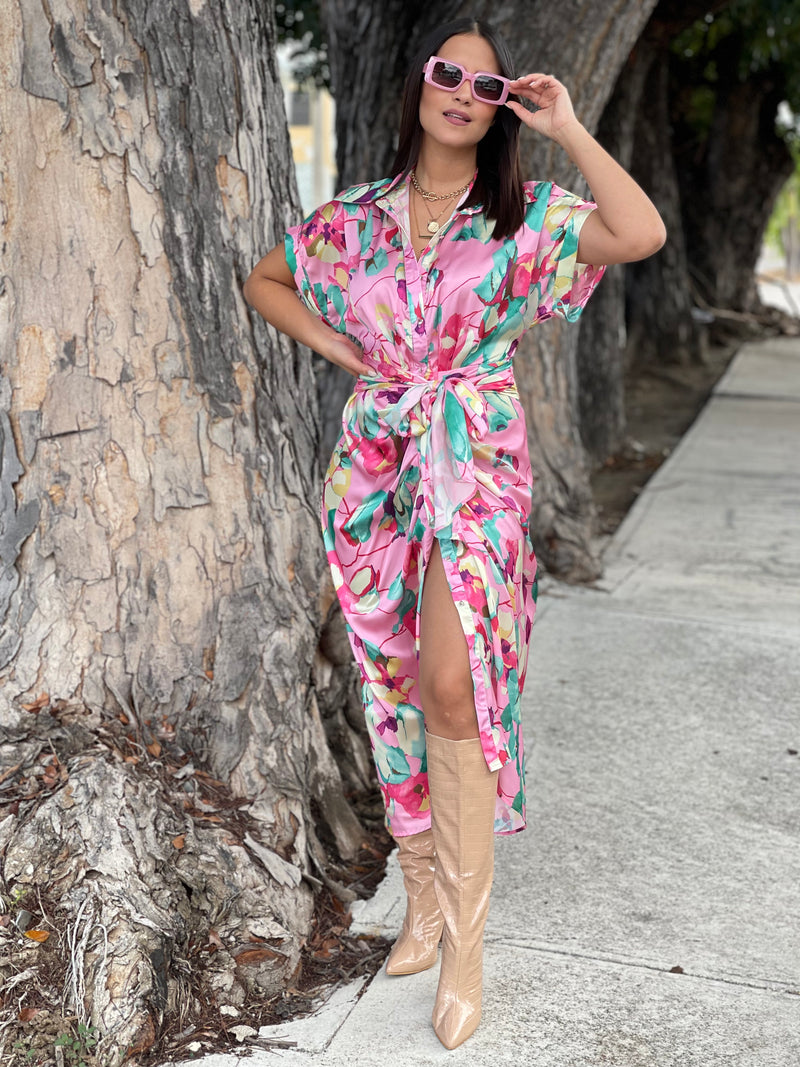 Floral Pink Maxi Dress