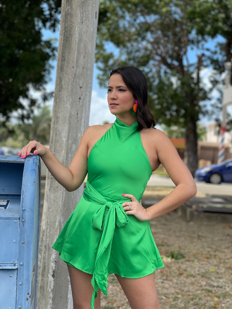 Satin Green Romper