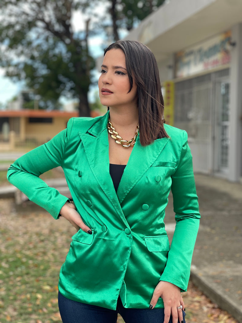 Kelly Green Satin Blazer