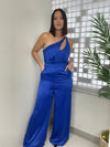 Royal Blue Satin Jumpsuit