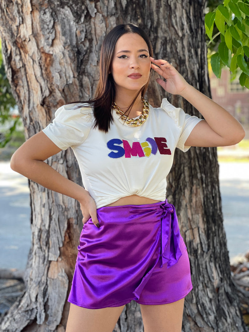 Purple Satin Skort