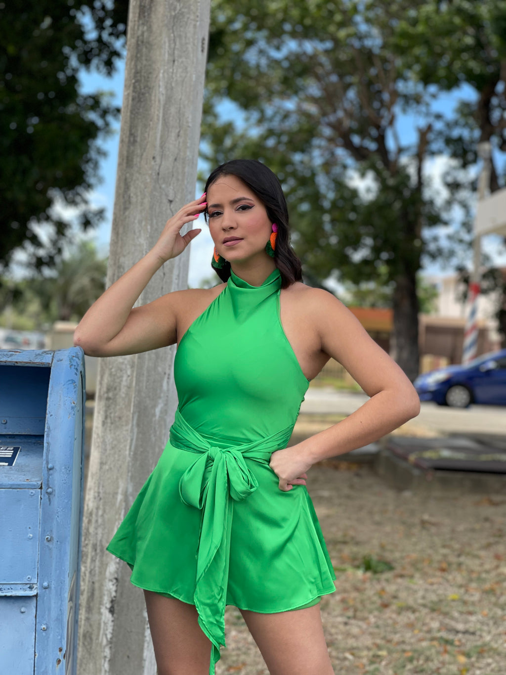 Satin Green Romper