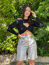 Silver Metallic Biker Short