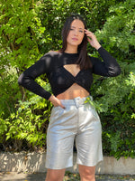 Silver Metallic Biker Short