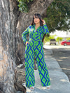 Printed Green & Blue Jumpsuit