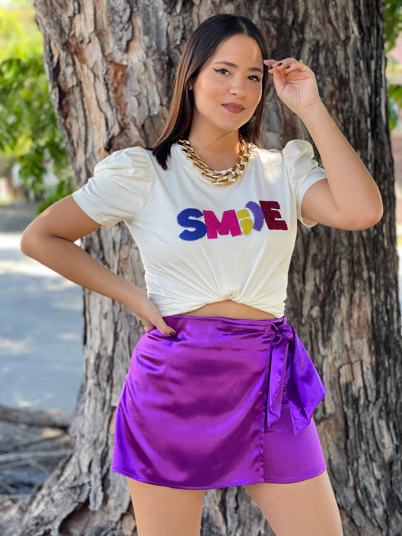 Purple Satin Skort