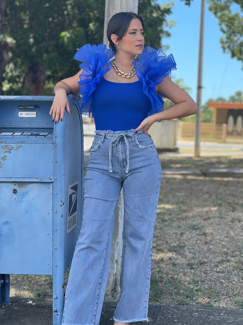 Royal Blue Ruffles Bodysuit